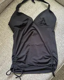 Hula Honey Black Ruched Halter Tank Top