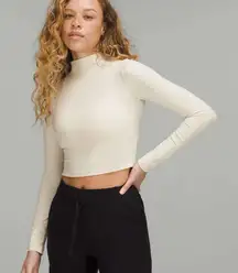 Lululemon All Aligned Mock Neck Long Sleeve Shirt Size 8 - White Opal