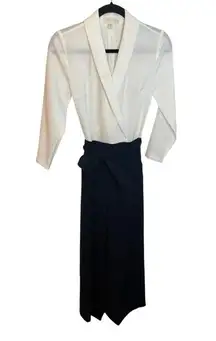 Ted Baker Tierly Navy Blue Long Sleeve Colorblock Jumpsuit