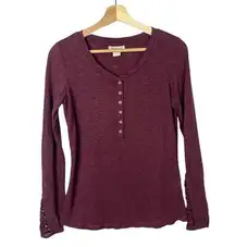 Ariat Burgundy Red Henley Long Sleeve T-Shirt S