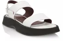 Staud White Chic Feminine Edgy Embossed Leather Strappy Platform Sandals Size 40