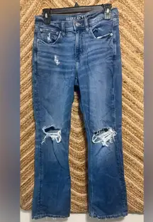 American Eagle Medium Wash 90's Bootcut Denim Jeans,Ripped,Women's Size 4 Short