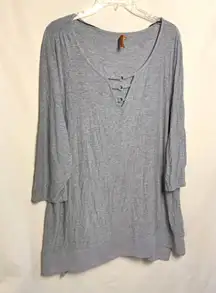 Gray Long Stretchy Shirt Wm 3X