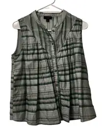 Anthropologie Current‎ Air Sleeveless Button Down Top Size Small Preppy Hippie