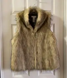 NWT Kenar Tan/Brown Faux Fur Sleeveless Vest Large