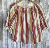 Wrangler Retro Off The Shoulder Rodeo Blouse •Medium 