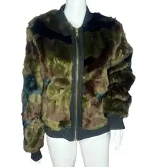 Anthropologie  Marrakech Alyssa Camo Bomber Jacket Green Brown Zip Up Size Small