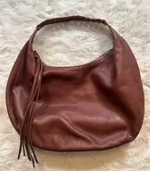 Banana Republic Brown Leather Soft Tassel Zipper Slouchy‎ Hobo Shoulder Bag