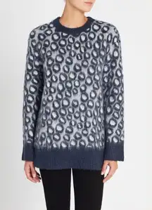 The Cali Blue Brushed Leopard Print Sweater $316 EUC 0