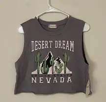 NWT Altar'd State Gray Desert Dream Nevada Graphic Crop Tank Top Size Small