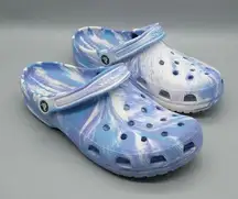 Crocs Classic Clog Swirl Blue White And Purple Multicolor Tie Dye W Sz 11 M SZ 9