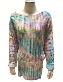 CJ Banks Womens X Multicolored Striped Long Sleeve Tunic Top