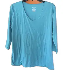 Merona Blue 3/4 Sleeve Top Shirt XXL