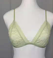 Intimately Free People Mint Green Floral Dainty Lace Triangle Bralette Sheer