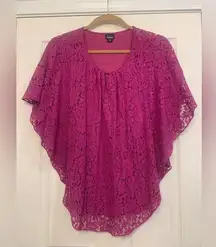 Simply Emma Laced Top w/ Underneath Tank Top Fuchsia/Purple 3X Blouse.      1891