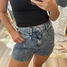 American Eagle acid wash denim high rise mom shorts