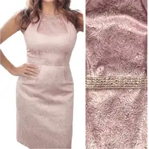 Carmen Marc Valvo Pink Brocade Evening Dress Size 4