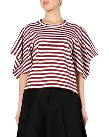 Pennyblack European Striped Printed Crewneck Trumpos Sleeves T-Shirt Size S NWT