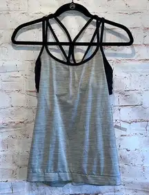 Athleta Shadow Strip tank workout top pullover two tone built in bra black XS