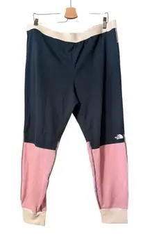 The North Face Womens Pink Navy White thermal Waffle Knit Logo XL base layer