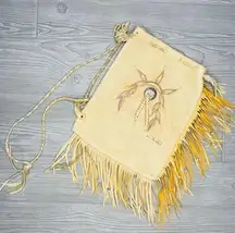 jos binne hand made leather tooled painted bag purse tote hand crafted artisan