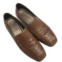 Aravon Kiley Floral Cut Out Leather Loafers Slip on Shoes‎ Brown Size 9.5 2A