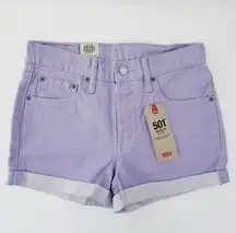 NWT  501 button fly purple jean shorts