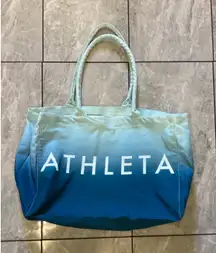 Athleta Tote Bag Womens Large Blue Ombre Beach Pool Travel Gym Shoulder Carryall