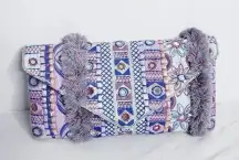 Chico's Mosaic Print Boho Blue Purple Clutch Beads