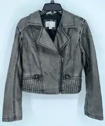 Xhilaration Women's Dark‎ Gray Faux Leather Zipper Jacket Size Small Great Cond.