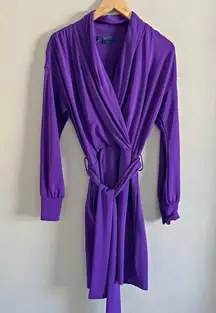 W BY WORTH purple Noni dress with belt wrap style stretch jersey career chic