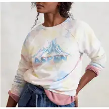Anthropologie Back When Aspen Mountain Sweatshirt Blue Pink Tie Dye Small