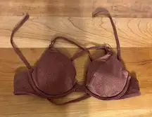 Women’s Hollister Dark Brown Copper Color Sparkle Bikini Top Underwire Size XS