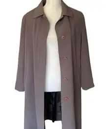 Talbots Petites Women's Brown Trench Coat Size 8 Long Button Closure