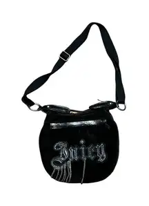 Vintage  Y2K  black velvet Juicy chain detail crossbody rare