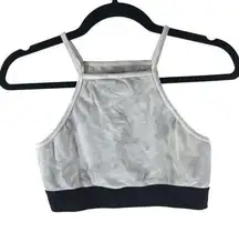 Electric & Rose Sports Bra Square Neck Logo Tie Dye Gray M