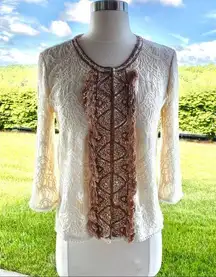 Calypso St. Barth Cream Crochet Cardigan