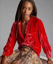 Pilcro Velvet Button Down Blouse