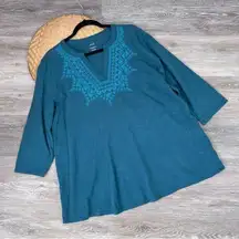 J. Jill pure jill embroidered knit tunic blouse women’s size XL