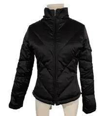 American Rag Women's Black Chevron Puffer Down Filled Jacket Size Small Winter