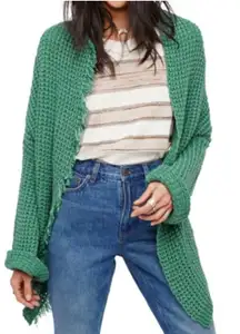 Free People I'll Be Around Silk‎ Blend Boho Chic Cardigan in Green Size Small