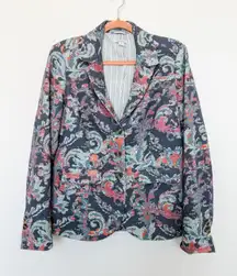Sundance Matisse Blazer Floral Navy Pink Size M Boho Artsy‎ Academia Cottagecore