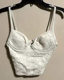 Victoria’s Secret Corset Tankini Swim Top White- Size 36A Vintage