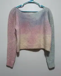 Loveshackfancy Rosie Baby Alpaca Wool Pastel Rainbow Crochet Sweater Large