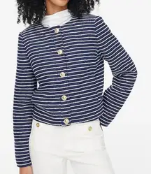 NWT J. CREW Tweed Lady Jacket Antique Navy Ivory Stripe