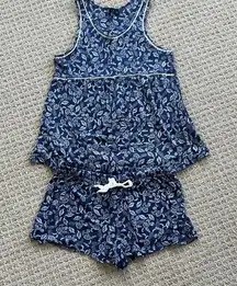 Kenzie Blue Floral Tank Top and Shorts pj set