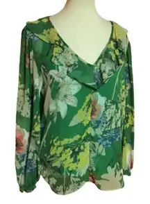Bright floral flowy blouse