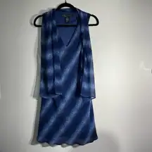 A Wild Thyme Leopard Print Blue Ombre Sheath Dress with Shawl Size 16