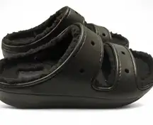 Women's Crocs Black Fuzzy Sandals