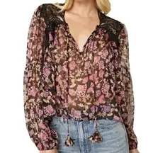 Misa Rosie Sheer Floral Blouse Small